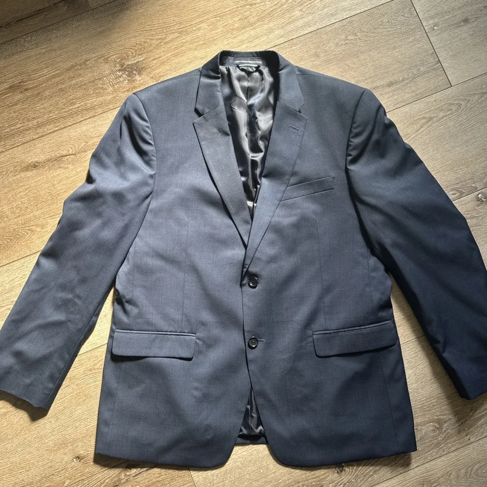 Tommy Hilfiger Blazer Mens 44R Wool Blend Two Button Sport Coat Blue Modern #953
